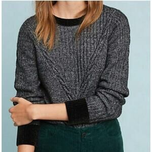 Anthropologie Moth Cable Knit Gray Sweater Small